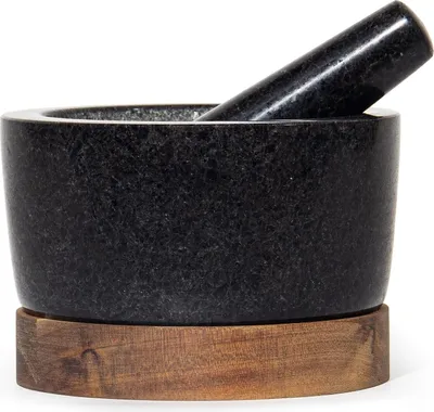 Produktbild von Schwarze Granit-Mörser 14cm für Gewürze, Knoblauch und Kaffee