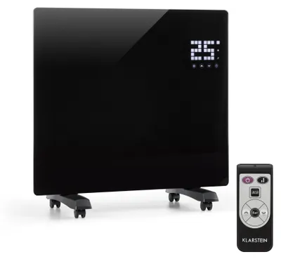 Obrázek produktu pro Klarstein Elektrický ohřívač, konvektorový ohřívač s podlahovými válečky, energeticky úsporný mobilní elektrický ohřívač, tenké, tichý elektrický ohřívač, samostatně stojící elektrický ohřívač s termostatem, 1000 W