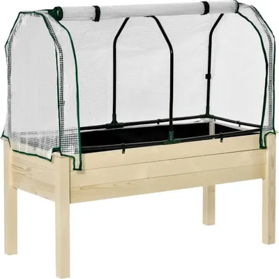 Image de Jardinière surélevée/bac à plantes - Bois - 121x55x117 cm - Avec couvercle - À monter soi-même