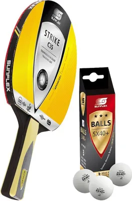 Produktbild von Sunflex Tischtennisschläger Strike C35 + 3x SX+ Tischtennisbälle | Tischtennisset Tischtennis TT Tabletennis