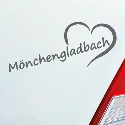 Produktbild von Auto Aufkleber Mönchengladbach Herz Stadt City Liebe Love 19,5x8 cm Grau Sticker Heckscheibenaufkleber