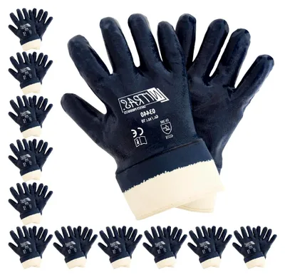 Produktbild von Nitrilhandschuhe Arbeitshandschuhe Handschuhe mit Stulpe - 12 Paar, Größe:9 (L)