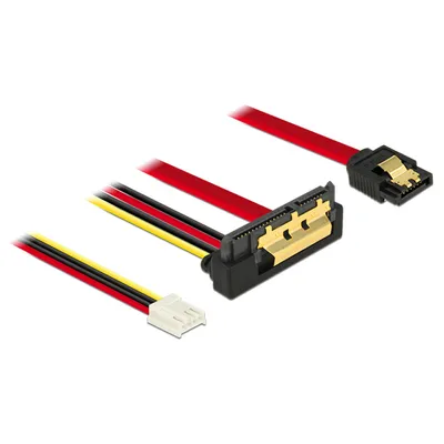 Produktbild von DeLOCK 85235, 0,3 m, SATA III, SATA 7-pin + Molex (4-pin), SATA 22-pin, Weiblich/Weiblich, Schwarz