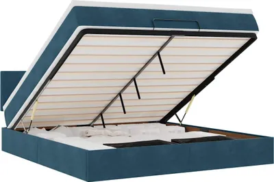 Image de vidaXL Lit ottoman avec matelas bleu foncé 160x200 cm velours