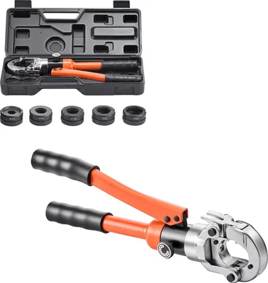 Produktbild von SucceBuy Hydraulische Presszange mit V-Kontur, Rohrpresswerkzeug für Edelstahlrohre, Crimpzange mit Backen V12, V15, V18, V22, V28 und Transportkoffer, ideal für Sanitärinstallationen und Reparaturen