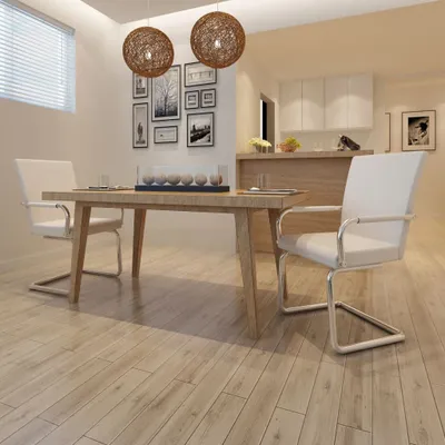 Image de vidaXL Chaise de salle à manger 2 pcs. Similicuir blanc