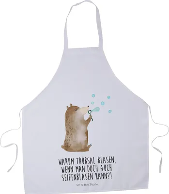 Produktbild von Mr. & Mrs. Panda Kochschürze Bär Seifenblasen - Weiß - Geschenk, Küchenzubehör, Schürze, Grillschürze, Küchenschürze, Teddy, Kellner-Schürze
