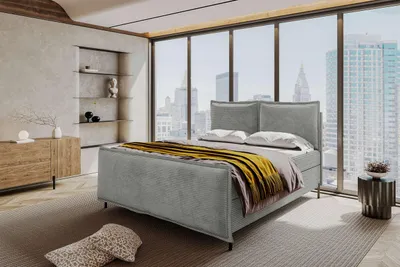 Produktbild von 99rooms Vero Plus Boxspringbett 180x200 cm Cordstoff POSO Hellgrau