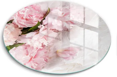 Zdjęcie produktu dla Szklana deska do krojenia - Deska kuchenna - ⌀40 cm – Szkło hartowane – Antypoślizgowa - Delikatne Róże Kwiaty