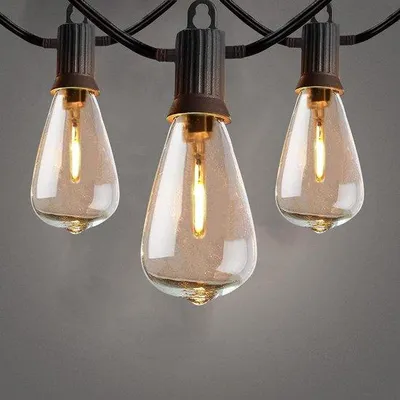 Image de Guirlande lumineuse LED de 7,6 mètres - 12 ampoules LED ST38 - Étanche IP65 - Blanc chaud