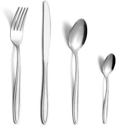 Produktbild von 24-teiliges Besteckset aus Edelstahl für 6 Personen, hochglanzpoliertes Besteckset mit Messern, Gabeln und Löffeln – spülmaschinenfest