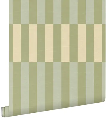 Produktbild von ESTAhome Tapete Leinenoptik-Streifen Grün, Blau und Beige 50 x 900 cm
