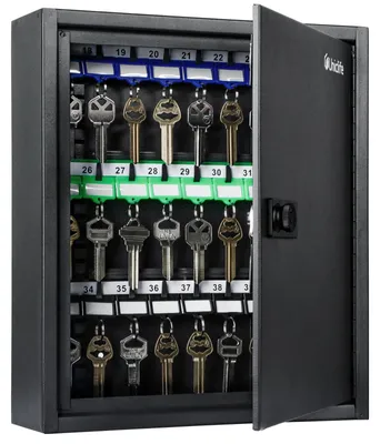 Schlüsselkasten mit 40 Haken, Zahlenschloss, Stahl, schwarz