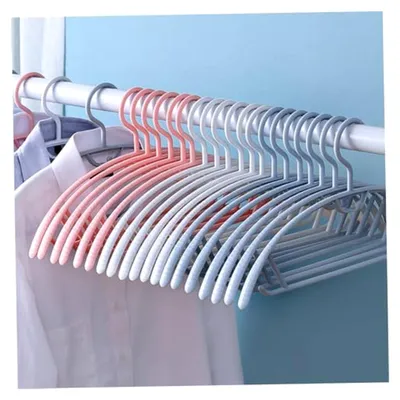 Produktbild von 10 Stück weiße Kleiderbügel aus Kunststoff mit rutschfestem Design für die Schrankorganisation