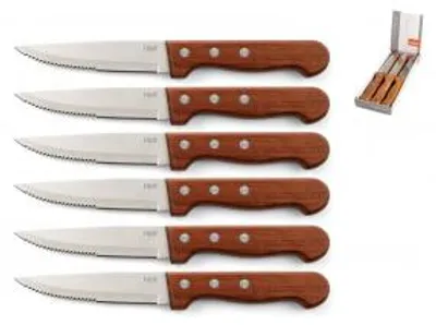 Immagine prodotto di H&H Set 6 Coltelli Califronia Con Lama Inox E Manico Legno Naturale