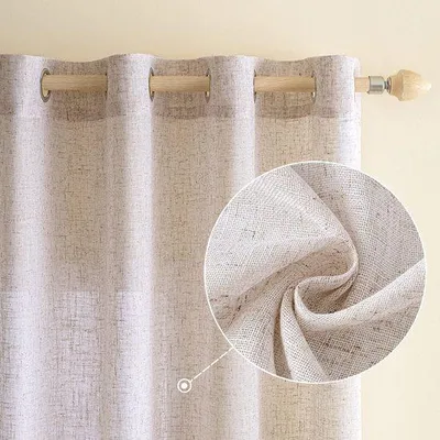 Productafbeelding van Unyqoos® Gordijnen met linnenlook en oogjes, set van 2, 140 x 245 cm, 30% linnen/70% polyester – licht doorschijnende, kreukbestendige gordijnen voor woon- en kinderkamers