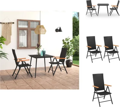 Produktbild von vidaXL 3-tlg. Garten-Essgruppe Schwarz und Braun -  Gartenmöbel-Sets