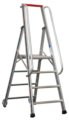 Produktbild von Euro-Profi Alu Podestleiter mit großem Standpodest Mod. S326 - Stufenanzahl: 4, Länge: 2,00 m