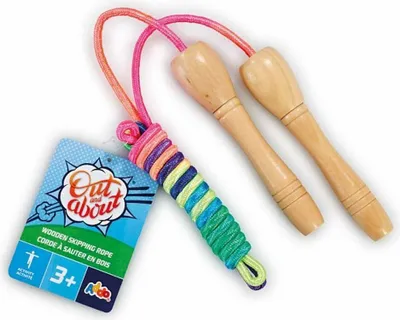 Produktbild von Springseil aus Holz für Kinder ab 3 Jahren, 202 cm Seillänge, 14,5 cm Grifflänge