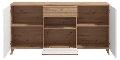 Produktbild von Dmora Sideboard Morlupo 173x42x88h cm Weiß, eine Schublade 3 Regale