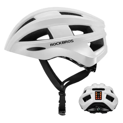 Produktbild von ROCKBROS Fahrradhelm, Weiß, 55-60 cm, 252 g, PC+EPS, mit integriertem Rücklicht, Belüftung, Unisex