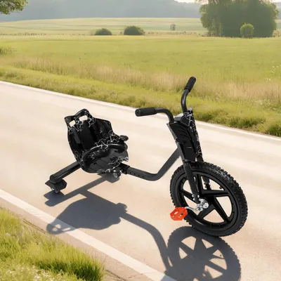 Produktbild von Kinder Drift Auto - Tretfahrzeug Dreirad - Fußbetrieben - Drift Kart - Für Kinder ab 6 Jahren - Schwarz