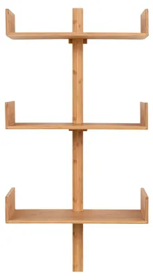 Obrázok produktu pre Nástenná knižnica Villa z prírodného bambusu s 3 policami, rozmery 50 x 25 x 102 cm