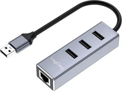 Immagine prodotto di INF Adattatore USB a Gigabit Ethernet con Hub USB a 3 Porte 10/100/1000Mbps