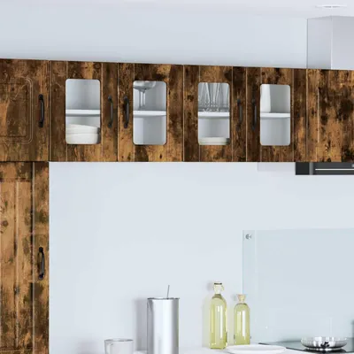 Produktbild von vidaXL Wandglas-Schrank PORTO Geräucherte Eiche 60 x 31 x 40 cm