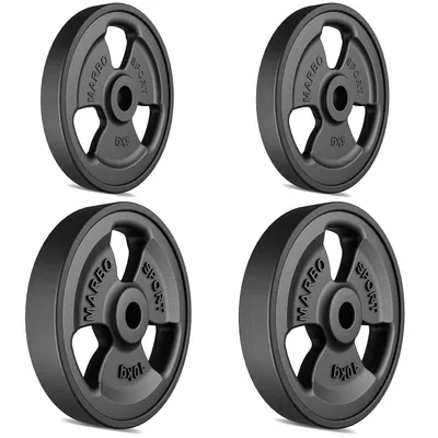 Obrázek produktu pro Marbo Sport 30kg sada pogumovaných závaží Tri-Grip z litiny Litinová závaží s otvorem ø30/31 mm / 2 x 10 kg + 2 x 5 kg