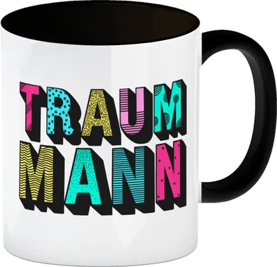 Produktbild von Traummann Kaffeebecher Henkel und Innenseite Schwarz