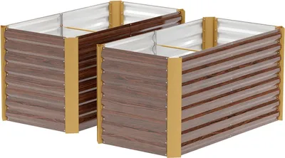 Produktbild von 2er-Set Hochbeet Blumenhochbeet witterungsbeständig, Pflanzbeet Frühbeet Gartenbeet Pflanzkübel Pflanzkasten aus Verzinkter Stahl, Blumenkasten für Terrasse & Garten, 120 x 60 x 60 cm