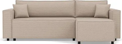 Image de Best Mobilier Jonas - canapé d'angle réversible 4 places convertible avec coffre en tissu texturé , Beige