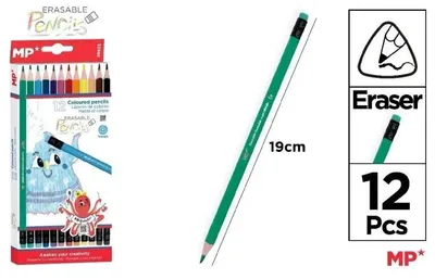 Obrázok produktu pre Kredki ołówkowe ścieralne z gumką 12szt