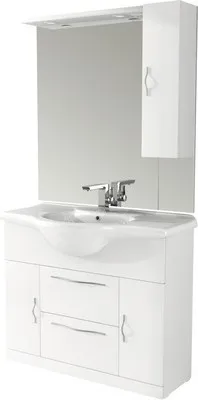 Produktbild von Badmöbel-Set Baden Haus Bahia BxHxT 105 x 190 x 50 cm Frontfarbe weiß hochglanz mit Waschtisch Keramik weiß und Waschtis