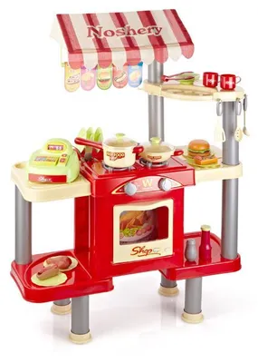 Zdjęcie produktu dla Dziecięcy sklep - budka z jedzeniem, odgrywanie ról, dziecięca kuchnia z wyposażeniem, sklep z kasą, świat zabaw dla dzieci, sklepy-zabawki Kids World