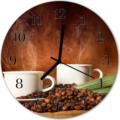 Produktbild von Glasuhr Wanduhr Küchenuhr Echt-Glas 30fi cm Kaffee Tassen braun