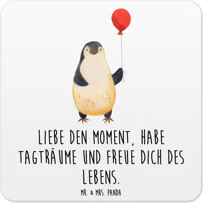 Produktbild von Mr. & Mrs. Panda Untersetzer für Gläser Pinguin Luftballon 15er Set - Weiß - Geschenk, Kunststoff, Glas-Untersetzer, Liebe, Fröhlich, Coaster, Tischuntersetzer, Pinguine