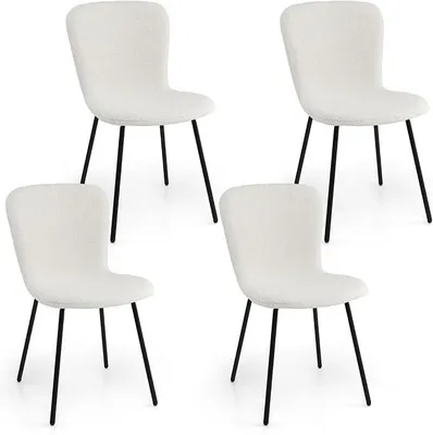 Imagen del producto de Juego de 4 sillas para comedor, silla de cocina acolchada, silla para sala de estar con estructura de metal, silla tapizada sin reposabrazos y con respaldo, con capacidad de carga de hasta 150 kg, ideal para sala de estar y comedor