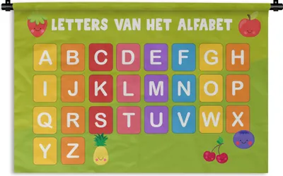 Produktbild von MuchoWow® Wandteppich Wandbehang Kinderzimmer - Alphabet - Lernen - Jungen - Mädchen - Kinder - Kinder 60x40 cm Tapisserie Dekoration Wandtuch - Wanddekorationen