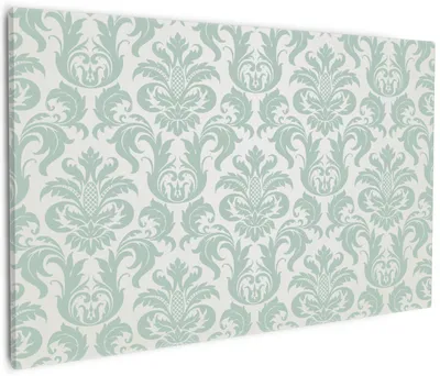 Produktbild von Wallario Premium Leinwandbild Königliche Schnörkelei in weiß und grün in Größe 60 x 90 cm