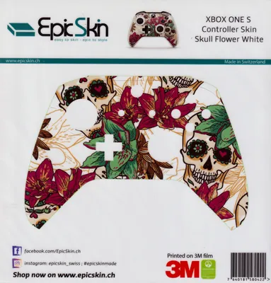 Produktbild von XBOX ONE S Controller Skin - Design Aufkleber Skull Flower White