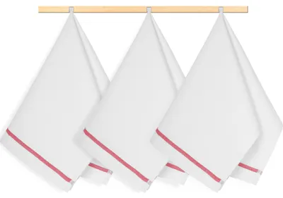 Produktbild von Küchenhandtuch 50x70cm weiß mit rotem Streifen