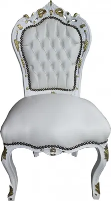 Produktbild von Casa Padrino Barock Esszimmer Stuhl Weiß / Weiß / Gold -  Antik Stil Möbel