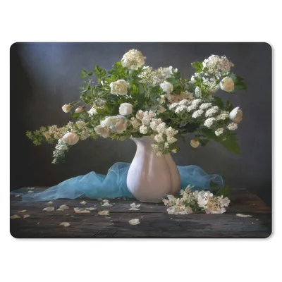 Produktbild von MuchoWow® Mauspad Mousepad Blumen - Weiß - Stilleben 40x30 cm - Mousepads - Maus Mat - Pad - Mausunterlage - Anti Rutsch