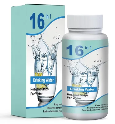 Obrázek produktu pro Testovací proužky na vodu, 16 parametrů, 50 kusů, pro pitnou vodu a akvária