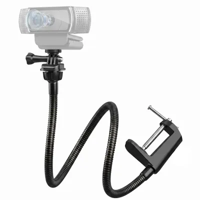 Obrázek produktu pro Stojan pro webkameru, nastavitelný, s husím krkem, pro montáž kamery na stůl. Kompatibilní s modely GoPro, C922, C930e, C920S, C920, C615, C960, C920x, Brio (se závitem 1/4")