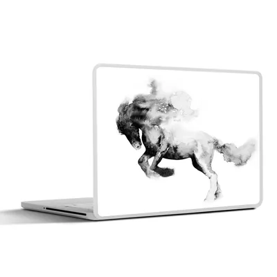 Produktbild von MuchoWow® Laptop Aufkleber Sticker Cover Gemälde - Pferd - Tiere - Ölfarbe - Schwarz - Weiß 31x22.5 cm - Laptop-Deko