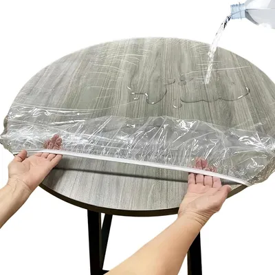 Produktbild von Transparente Tischdecke Rund mit Gummizug Wasserdicht PVC 120-140 cm