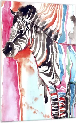 Produktbild von Bilder auf glas - Einteilig - Zebra Tiere Natur bunte - 70x100cm - Glasbilder - Wandbilder - Bilder - zum Aufhängen bereit - Wanddekoration aus Glas - Glas Bilder - Wandbild auf Glas - GPA70x100-3075